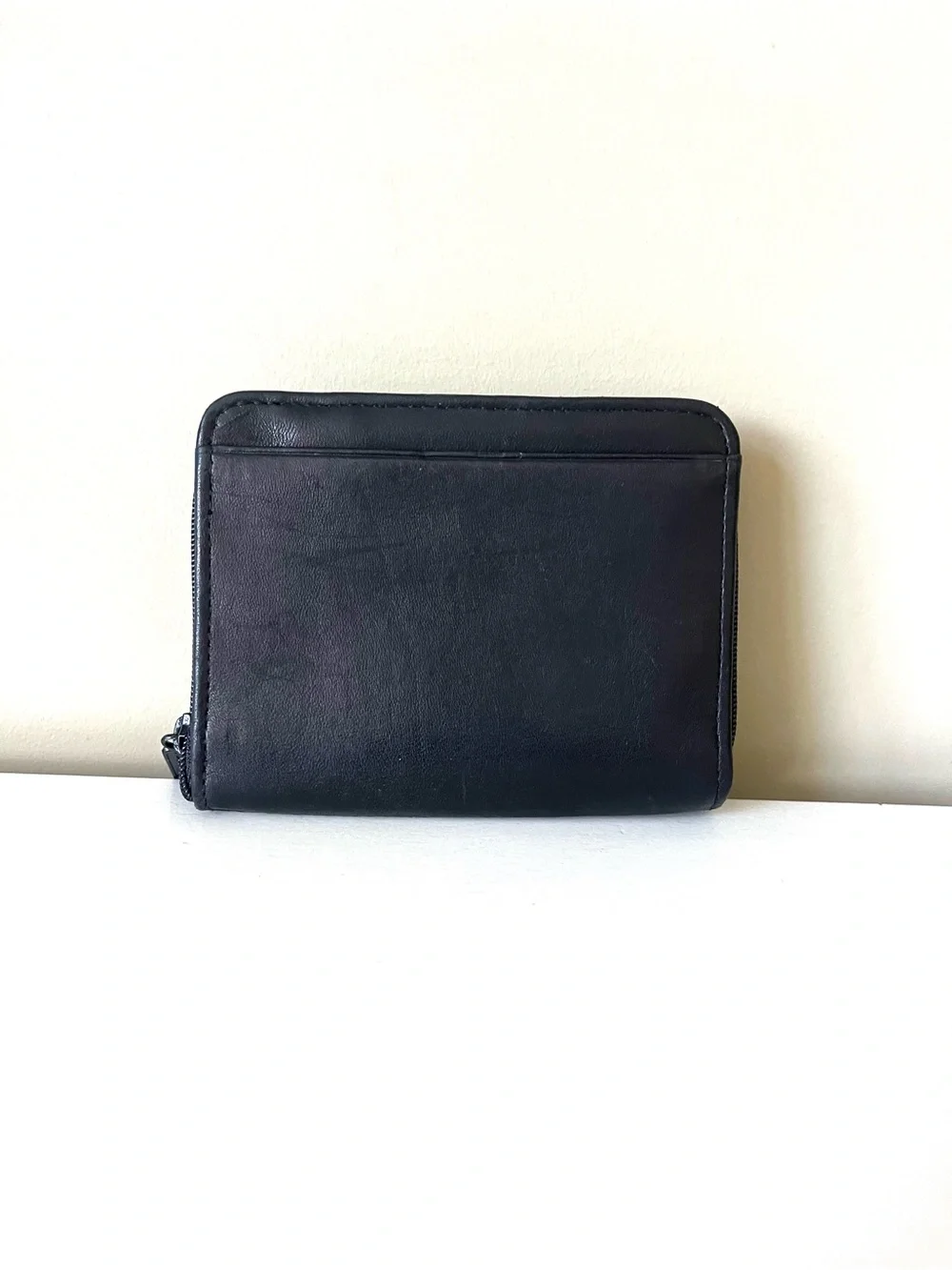 Buxton Wizard Black Leather Accordion Style Card and Coin Case